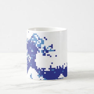 Pixel Tsunami Blue met 8 bits Pixel Art Koffiemok