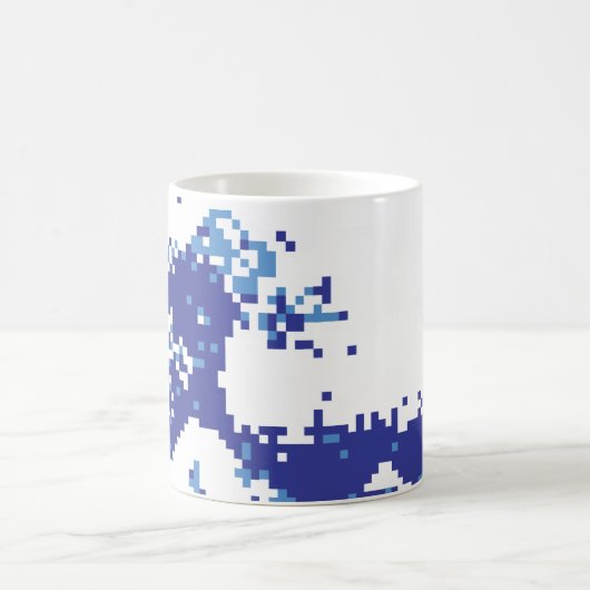 Pixel Tsunami Blue met 8 bits Pixel Art Koffiemok (Center)