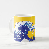 Pixel Tsunami Blue met 8 bits Pixel Art Koffiemok (Voorkant links)