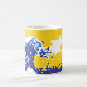 Pixel Tsunami Blue met 8 bits Pixel Art Koffiemok (Center)