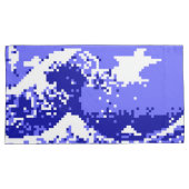 Pixel Tsunami Blue met 8 bits Pixel Art Kussensloop (Voorkant-Rechts)