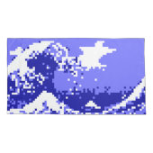 Pixel Tsunami Blue met 8 bits Pixel Art Kussensloop (Achterkant-Links)
