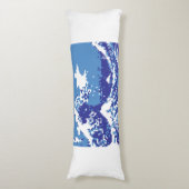 Pixel Tsunami Blue met 8 bits Pixel Art Lichaamskussen (Voorkant Verticaal)