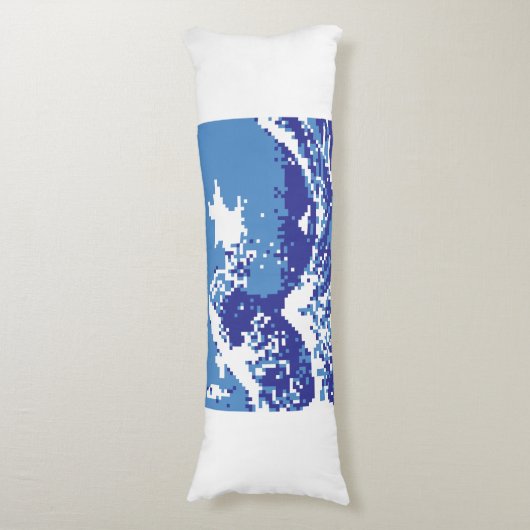 Pixel Tsunami Blue met 8 bits Pixel Art Lichaamskussen (Voorkant Verticaal)