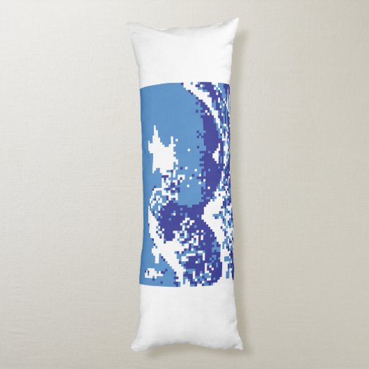 Pixel Tsunami Blue met 8 bits Pixel Art Lichaamskussen (Achterkant (Verticaal))