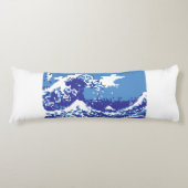 Pixel Tsunami Blue met 8 bits Pixel Art Lichaamskussen (Voorkant)