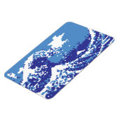Pixel Tsunami Blue met 8 bits Pixel Art Magneet (Linkerzijde)