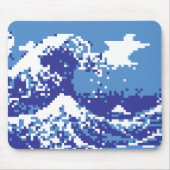 Pixel Tsunami Blue met 8 bits Pixel Art Muismat (Voorkant)