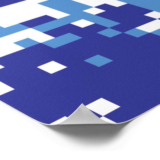 Pixel Tsunami Blue met 8 bits Pixel Art Poster (Hoek)