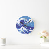 Pixel Tsunami Blue met 8 bits Pixel Art Ronde Klok (Huis)