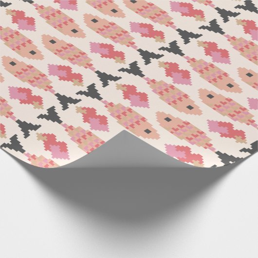 Pixel Vis en Hartjes Patroon Cadeaupapier (Hoek)