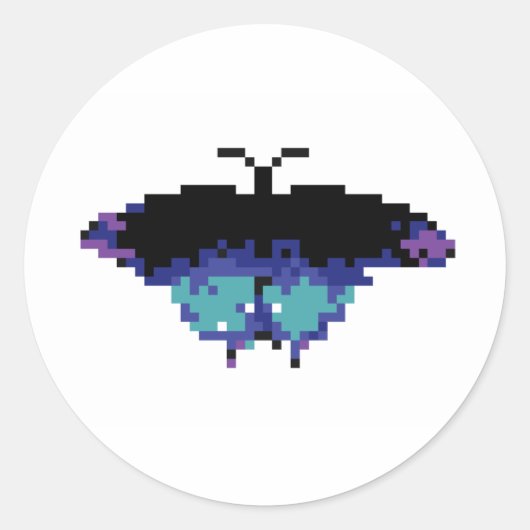Pixel Vlinder Ronde Sticker (Voorkant)