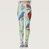 Pixel vogels en bloemen leggings (Voorkant)