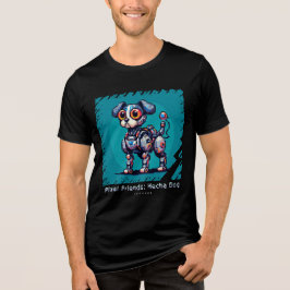 Pixel Vrienden: Mecha Dog (Man Tshirt)(FunnyTshirt Tri-Blend Shirt