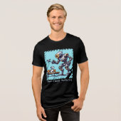 Pixel Vrienden: Mecha Dog (Man Tshirt)(FunnyTshirt Tri-Blend Shirt (Voorkant volledig)