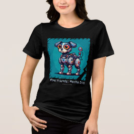 Pixel Vrienden: Mecha Hond (Robot Dog) (vrouwen sh Tri-Blend Shirt