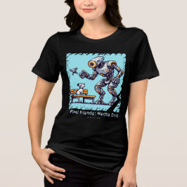 Pixel Vrienden: Mecha Hond (Robot Dog) (vrouwen sh Tri-Blend Shirt