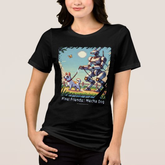 Pixel Vrienden: Mecha Hond (Robot Dog) (vrouwen sh Tri-Blend Shirt (Voorkant)