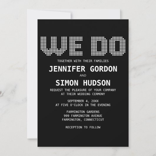 Pixel 'We Do' Huwelijksuitnodiging Kaart (Voorkant)