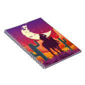 Pixel Weastern Cowboy op paard en landschap Notitieboek (Rechterzijde)