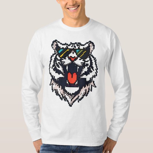 Pixel White Tiger T-shirt (Voorkant)