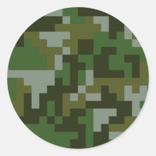 Pixel Woodland Camouflage patroon Ronde Sticker