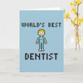 Pixel World's Best Dentist Wenskaart Kaart (Gele Bloem)