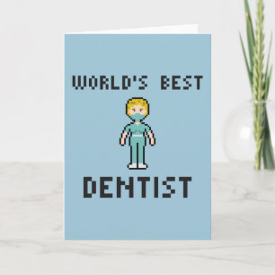 Pixel World's Best Dentist Wenskaart Kaart