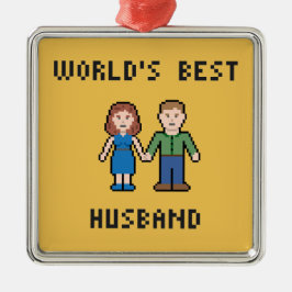 Pixel World's Best Husband Ornament