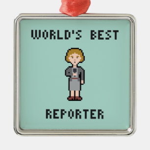 Pixel World's Best Vrouw Reporter Metalen Ornament