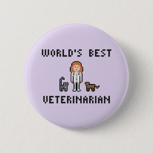Pixel World's best Vrouw Veterinarian Button (Voorkant)