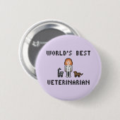 Pixel World's best Vrouw Veterinarian Button (Voorkant /achterkant)