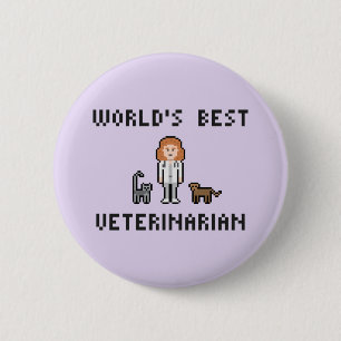 Pixel World's best Vrouw Veterinarian Button