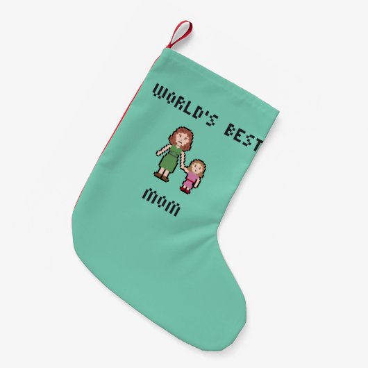 Pixel World's Beste Meisje Moeder Kerstmis Kous Kleine Kerstsok (Voorkant (Hangend))