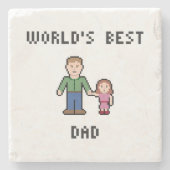 Pixel World's beste pap marmer Stone Onderzetter (Voorkant)
