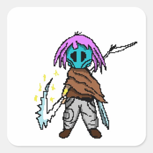 Pixel Wraak: Heldin van de Wasteland Vierkante Sticker (Voorkant)
