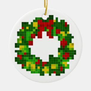 Pixel Wreath Keramisch Ornament