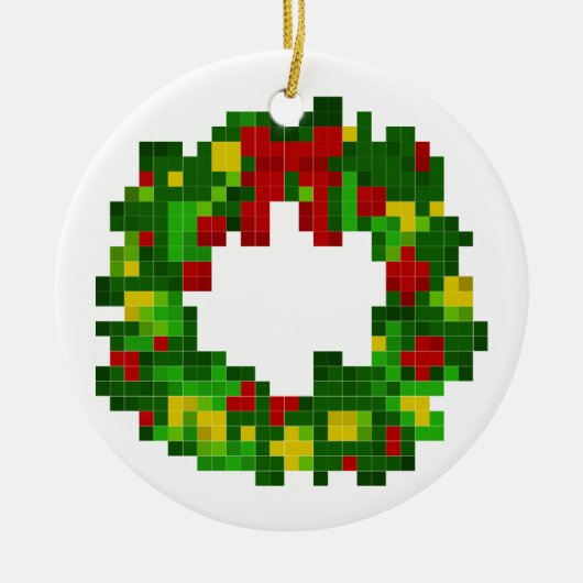 Pixel Wreath Keramisch Ornament (Voorkant)