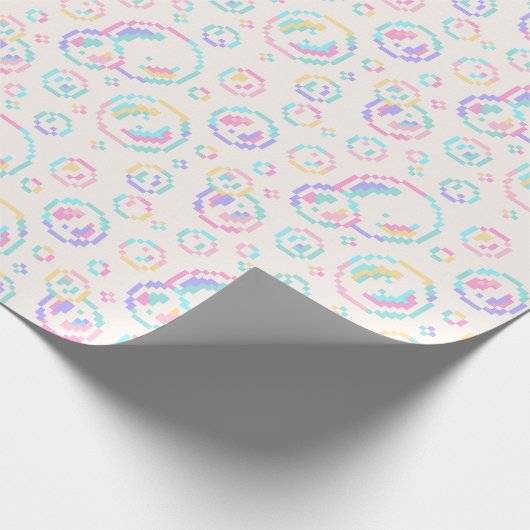 Pixel Zeepbellen Patroon Cadeaupapier (Hoek)