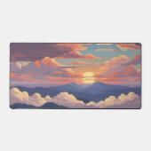 Pixel zonsondergang tussen de bergen bureaumat (Voorkant)