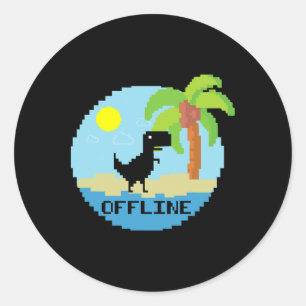 Pixelachtige dinosaurus vakantie tech enthousiaste ronde sticker