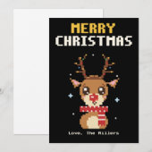 Pixelart Kerstkaart met Rendier (Voorkant / Achterkant)