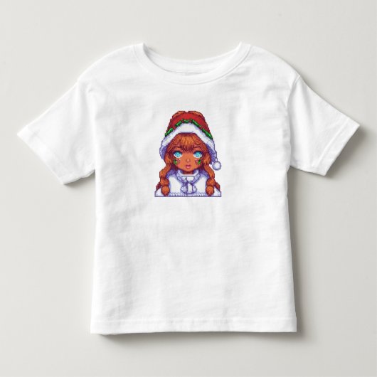 Pixelart meisje met kerstmuts kinder shirts (Voorkant)