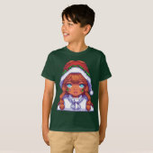 Pixelart meisje met kerstmuts t-shirt (Voorkant volledig)