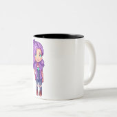 Pixelart paarse haar meisje tweekleurige koffiemok (Voorkant rechts)