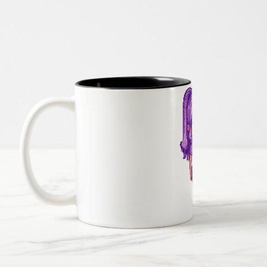 Pixelart paarse haar meisje tweekleurige koffiemok (Links)