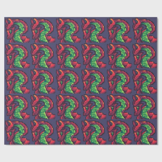 Pixelart, Pixel Art dragon Cadeaupapier (Vlak)