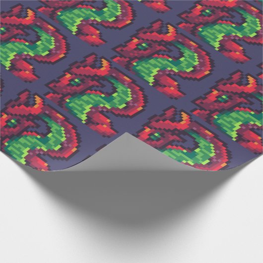 Pixelart, Pixel Art dragon Cadeaupapier (Hoek)