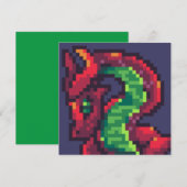 Pixelart, Pixel Art, dragon Kaart (Voorkant / Achterkant)