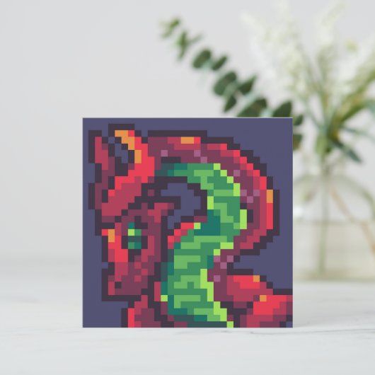 Pixelart, Pixel Art, dragon Kaart (Staand voorkant)